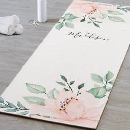 Personalisierte Rosa Blume Yogamatte