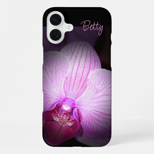 Personalisierte rosa Blumen Apple iPhone-Hülle iPhone 16 Plus Hülle (Rückseite)