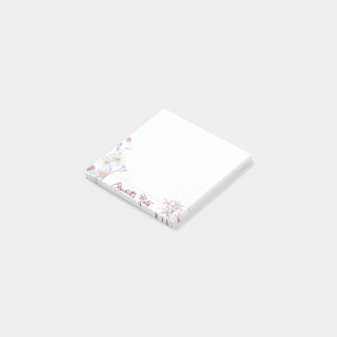 Personalisierte rosa Blumen Post-it Klebezettel
