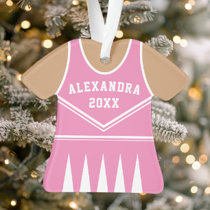 Personalisierte rosa Cheerleader-Uniform Ornament