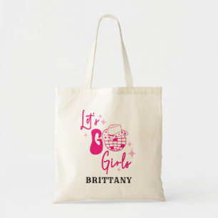 Personalisierte Rosa Cowgirl Let's Go Girls Tragetasche