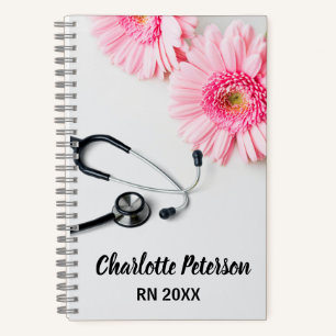 Personalisierte rosa Daisy-Blumen-registrierte Kra Notizbuch