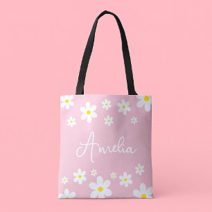 Personalisierte rosa Daisy Blumen-Tasche Tasche