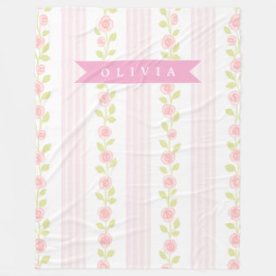 Personalisierte rosa feminine kokette florale gest fleecedecke