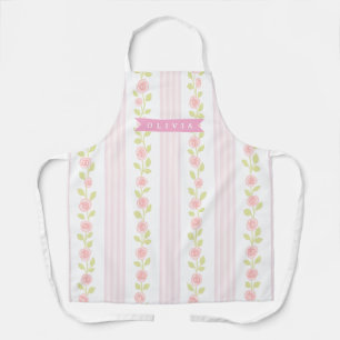 Personalisierte rosa feminine kokette florale gest schürze