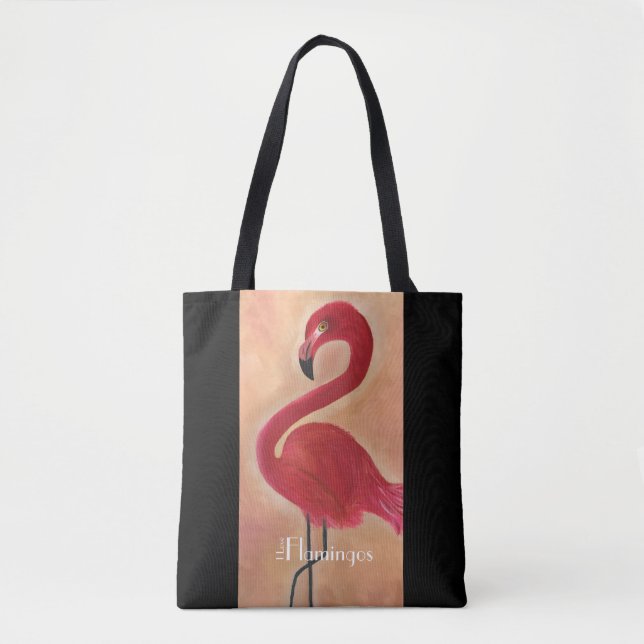 Personalisierte rosa Flamingo-Kunst Tasche (Vorderseite)