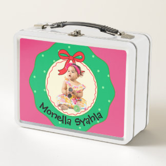 Personalisierte rosa Foto-Lunchbox mit individuell Metall Brotdose