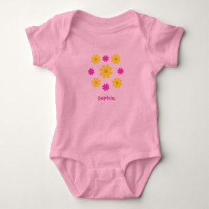 Personalisierte rosa Frühlingsblumen Baby-Party Baby Strampler
