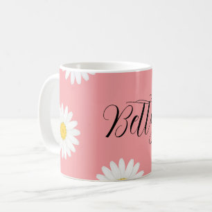 Personalisierte rosa Gänseblümchen-Blume Kaffeetasse