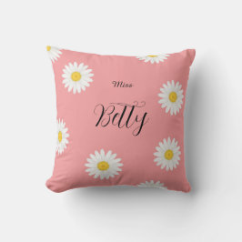Personalisierte rosa Gänseblümchen-Blume Kissen