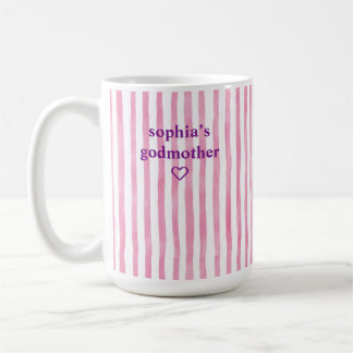 Personalisierte rosa gestreifte Taufpatin Kaffeetasse