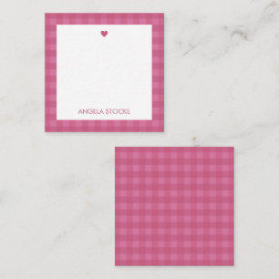 Personalisierte rosa Gingham-Grußkarte Mitteilungskarte