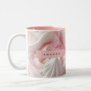 Personalisierte rosa glitzernde Schlagsahne Zweifarbige Tasse