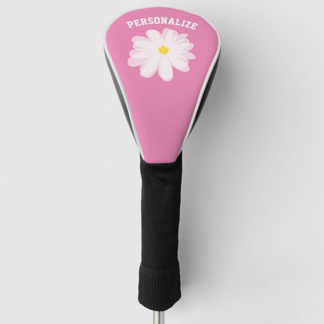 Personalisierte Rosa-Golf-Abdeckung mit Blume Golf Headcover (Vorderseite)
