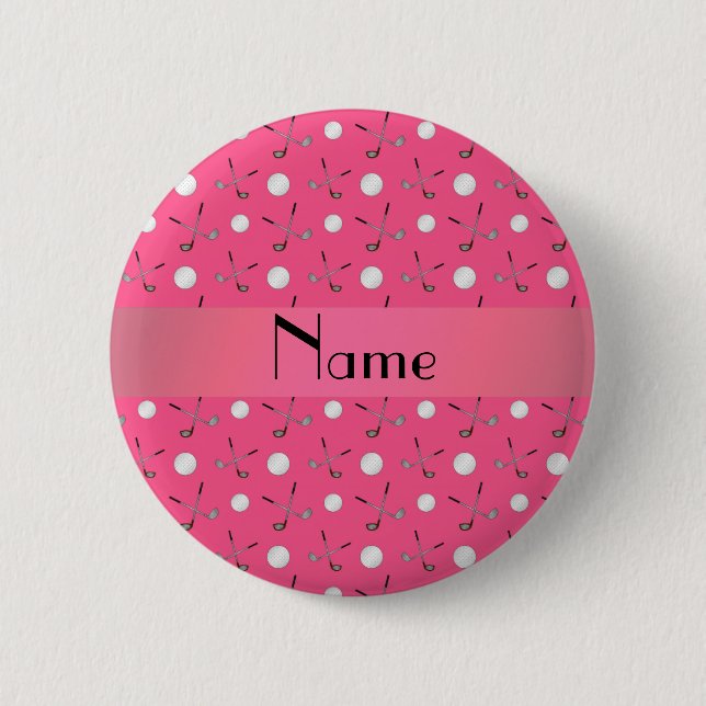 Personalisierte rosa Golfnamensbälle Button (Vorderseite)