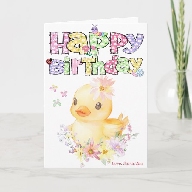 Personalisierte Rosa Gummi Dusche Erste Geburtstag Karte (Vorderseite)