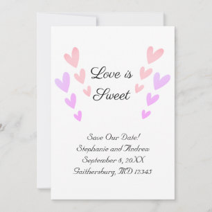 Personalisierte rosa Herz Liebe ist süße Hochzeit Save The Date