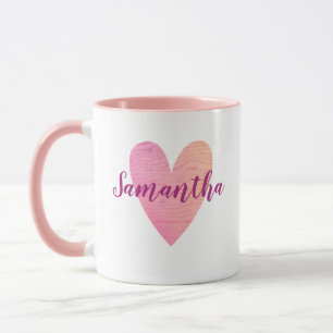 Personalisierte rosa Herz-Tasse Tasse