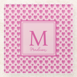 Personalisierte rosa Herzen Glasuntersetzer