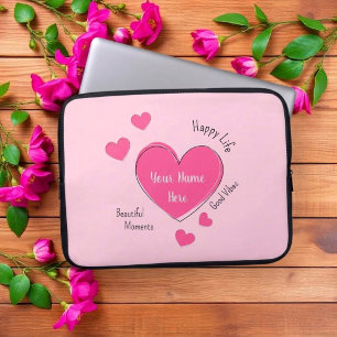 Personalisierte rosa Herzen Laptop-Hülle Laptopschutzhülle