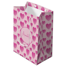 Personalisierte rosa Herzen Mittlere Geschenktüte