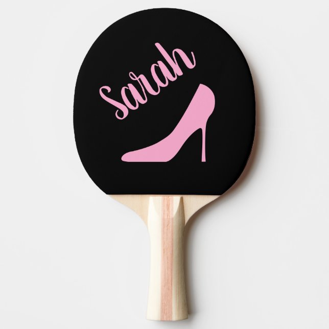 Personalisierte Rosa High Heel Stiletto Ladys Tischtennis Schläger (Vorderseite)