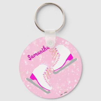 Personalisierte Rosa Ice Skate Niedlich Kawaii Abb Schlüsselanhänger