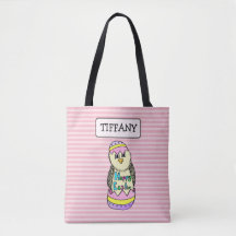 Personalisierte rosa karierte Osterhasen-Tasche