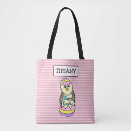 Personalisierte rosa karierte Osterhasen-Tasche Tasche