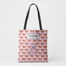 Personalisierte rosa karierte Osterhasen-Tasche
