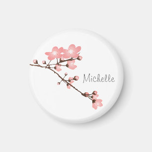 Personalisierte rosa Kirschblüte 2" quadratischer Magnet
