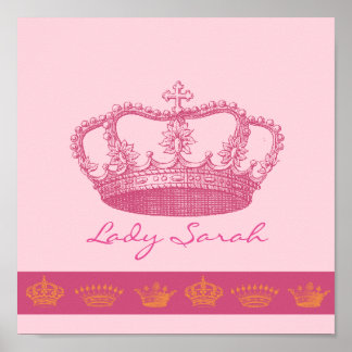 Personalisierte rosa Krone Poster