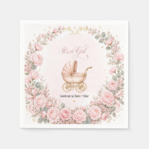 Personalisierte rosa Kutsche - Baby Shower für Mäd