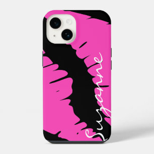 Personalisierte rosa Lippen iPhone Hülle