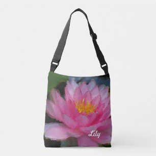 Personalisierte rosa Lotos-Blumen-Wasser-Lilie Tragetaschen Mit Langen Trägern