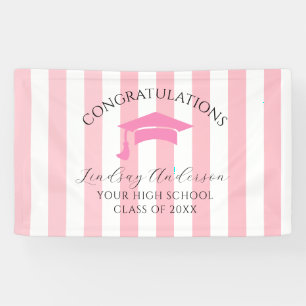 Personalisierte rosa Mädchen-Abschlussfeier Banner