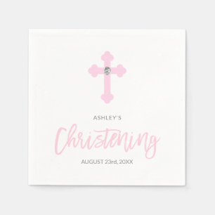 Personalisierte rosa MÄDCHEN Kreuz TAUFEzeremonie Serviette