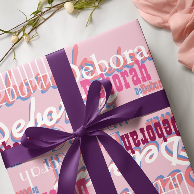personalisierte rosa Mädchenname Geschenkpapier (Von Creator hochgeladen)