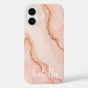 Personalisierte rosa Marmor Modernität iPhone 16 Hülle