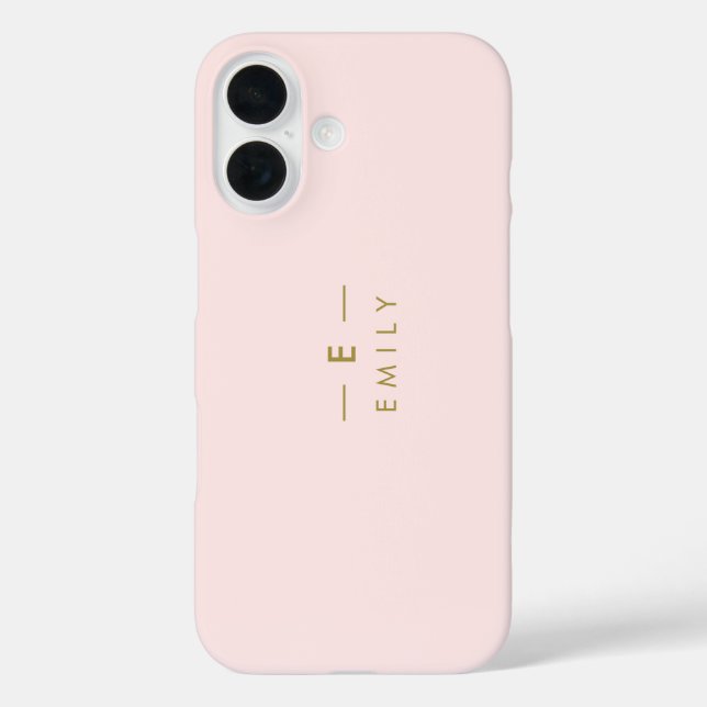 Personalisierte, rosa-minimalistische Moderne iPhone 16 Hülle (Rückseite)