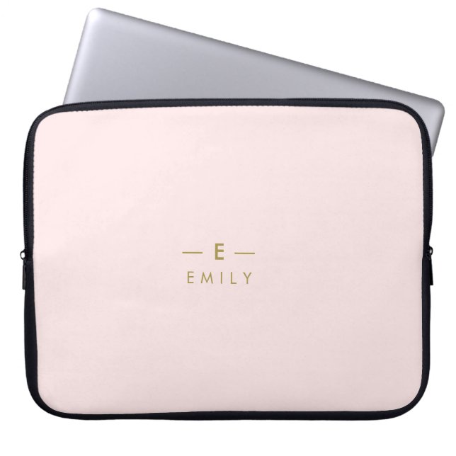 Personalisierte, rosa-minimalistische Moderne Laptopschutzhülle (Vorderseite)