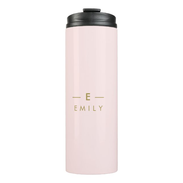 Personalisierte, rosa-minimalistische Moderne Thermosbecher (Vorderseite)