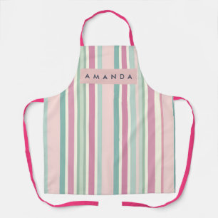 Personalisierte Rosa Mint Pastell Streifen Schürze