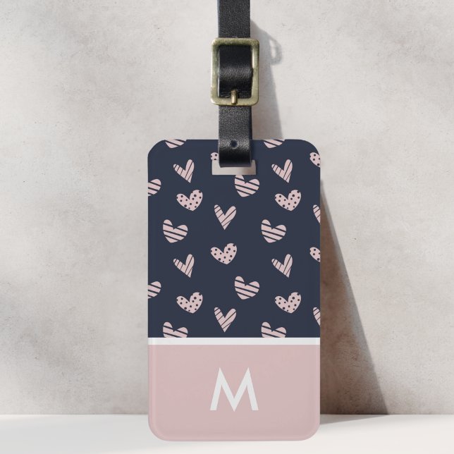 Personalisierte rosa Navy Hearts Gepäckanhänger (Von Creator hochgeladen)