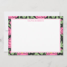 Personalisierte Rosa Peony Blume Mitteilungskarte