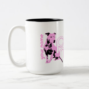 Personalisierte rosa Pitbull Mama-Tasse Zweifarbige Tasse