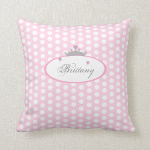 Personalisierte rosa Polka-Punkt-Prinzessin Pillow Kissen