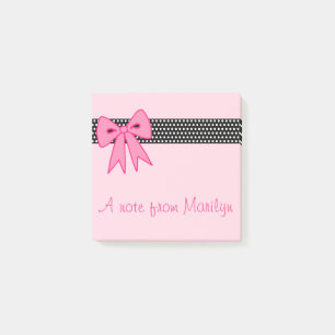 Personalisierte rosa Post-it-Notizen mit Schleife  Post-it Klebezettel