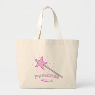 Personalisierte rosa Prinzessin Wand Tote Jumbo Stoffbeutel