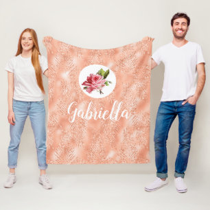 Personalisierte Rosa Rose Fleecedecke